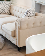 3 Seater Fabric Sofa Beige CHESTERFIELD Big