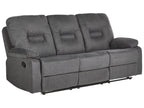 3 Seater Fabric Manual Recliner Sofa Grey BERGEN II