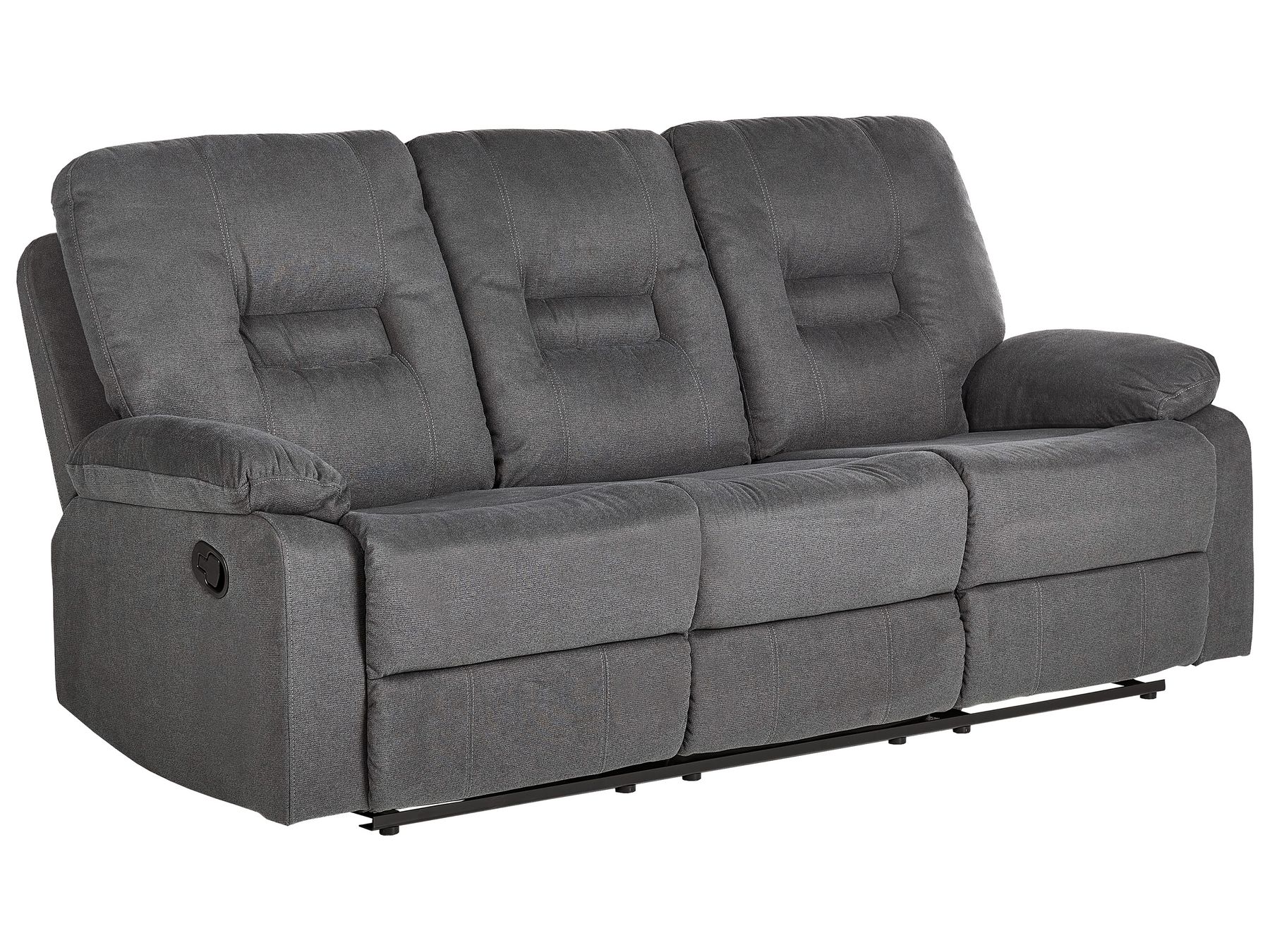 3 Seater Fabric Manual Recliner Sofa Grey BERGEN II