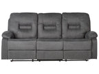 3 Seater Fabric Manual Recliner Sofa Grey BERGEN II