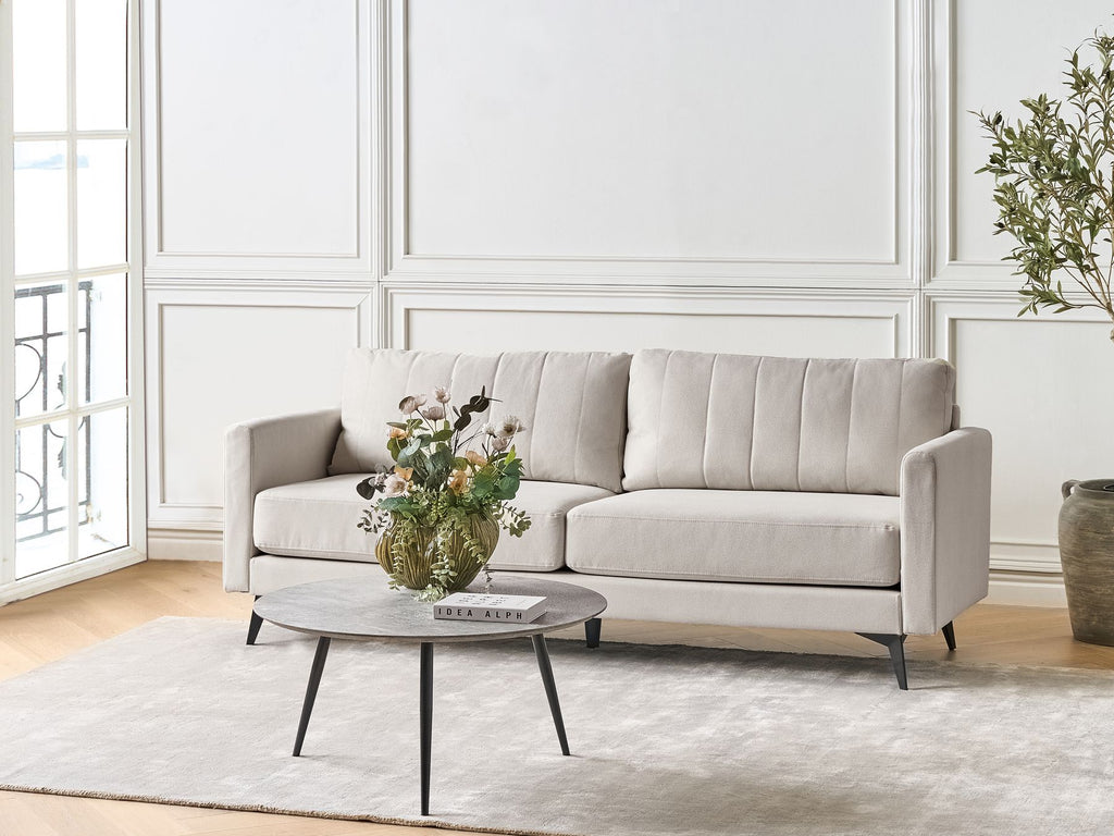 3 Seater Fabric Sofa Light Beige MALA