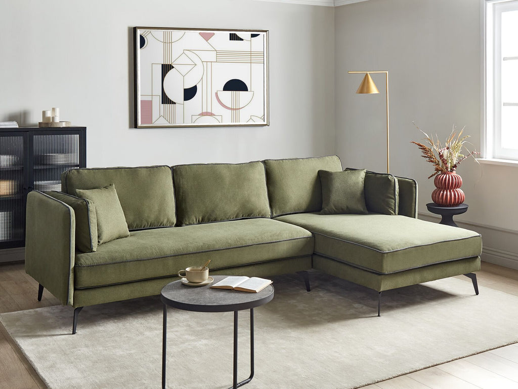 Corner Sofa ALTAN Fabric Green 3 Seater Left Hand