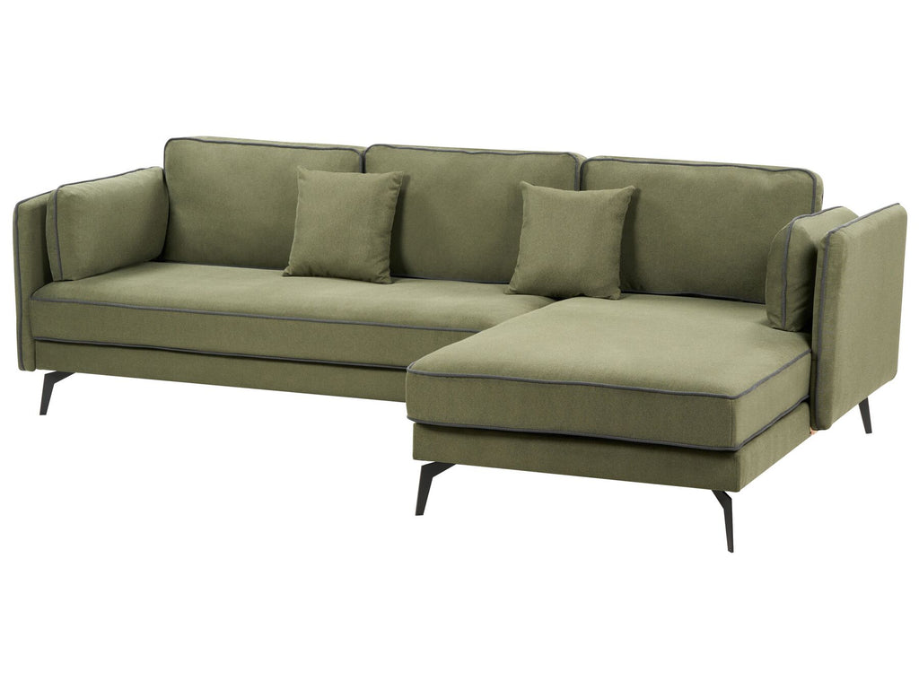 Corner Sofa ALTAN Fabric Green 3 Seater Left Hand