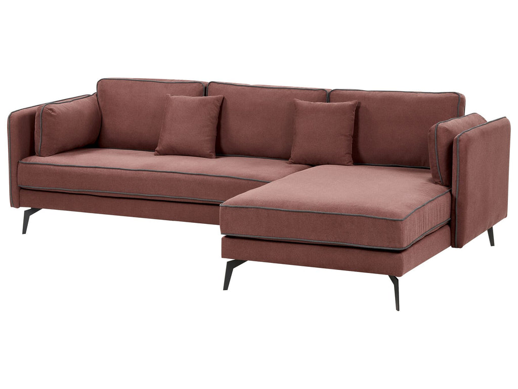 Corner Sofa ALTAN Fabric Burgundy 3 Seater Left Hand