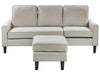 3 Seater Fabric Sofa with Ottoman Off-White