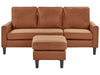 3 Seater Fabric Sofa with Ottoman Golden Brown