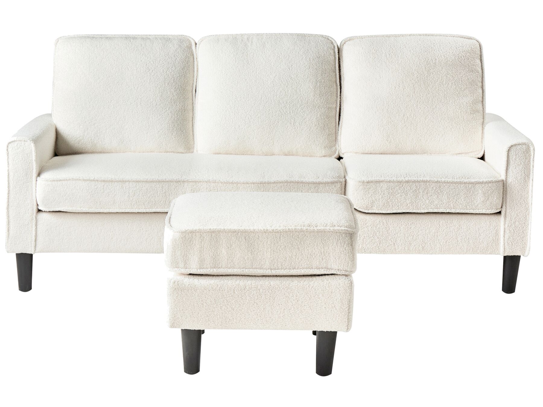 3 Seater Sofa with Ottoman Boucle White AVESTA