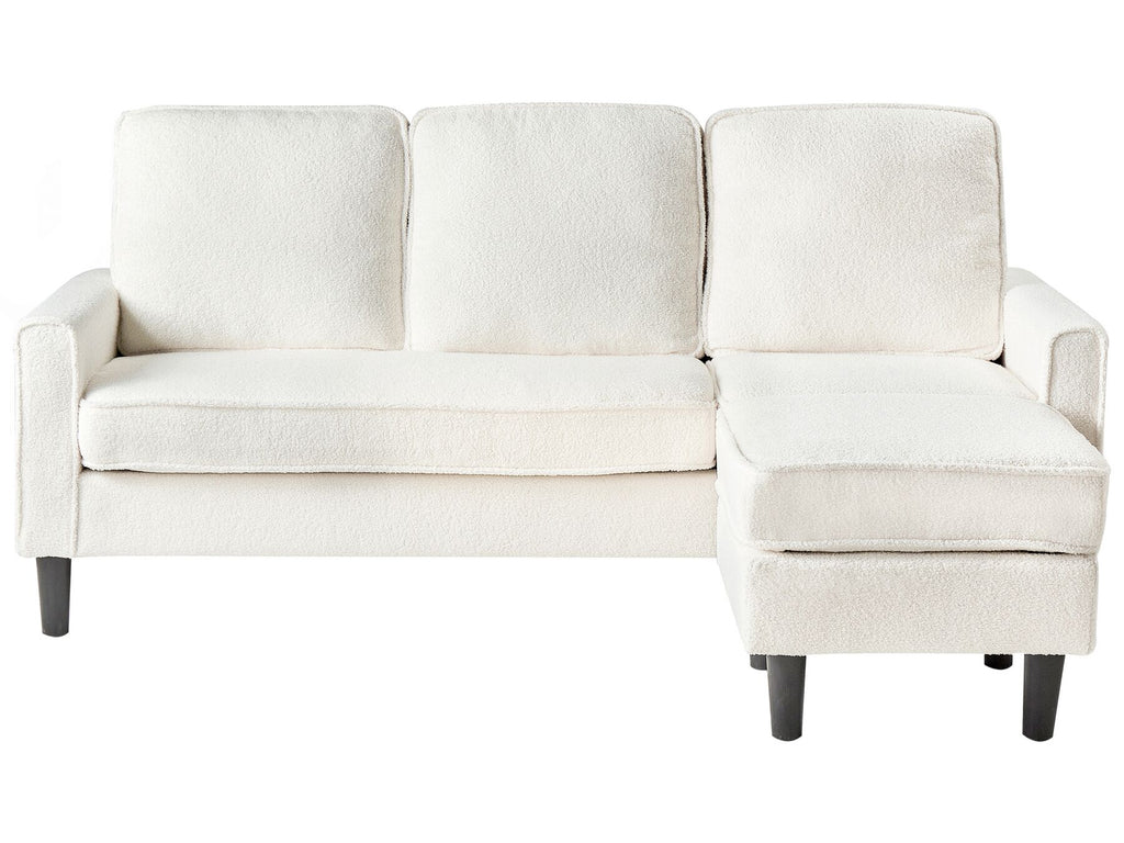 3 Seater Sofa with Ottoman Boucle White AVESTA