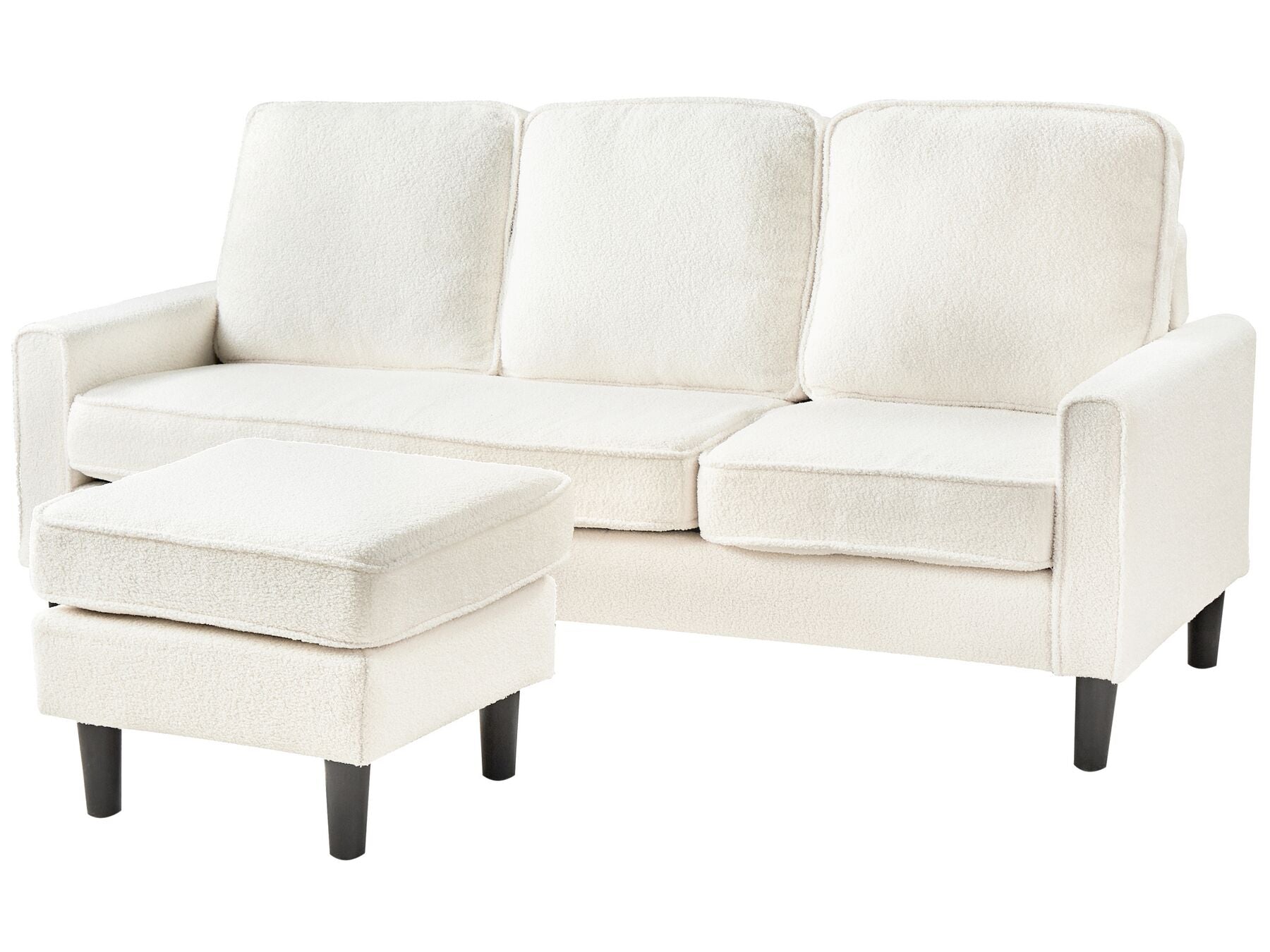 3 Seater Sofa with Ottoman Boucle White AVESTA