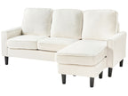 3 Seater Sofa with Ottoman Boucle White AVESTA