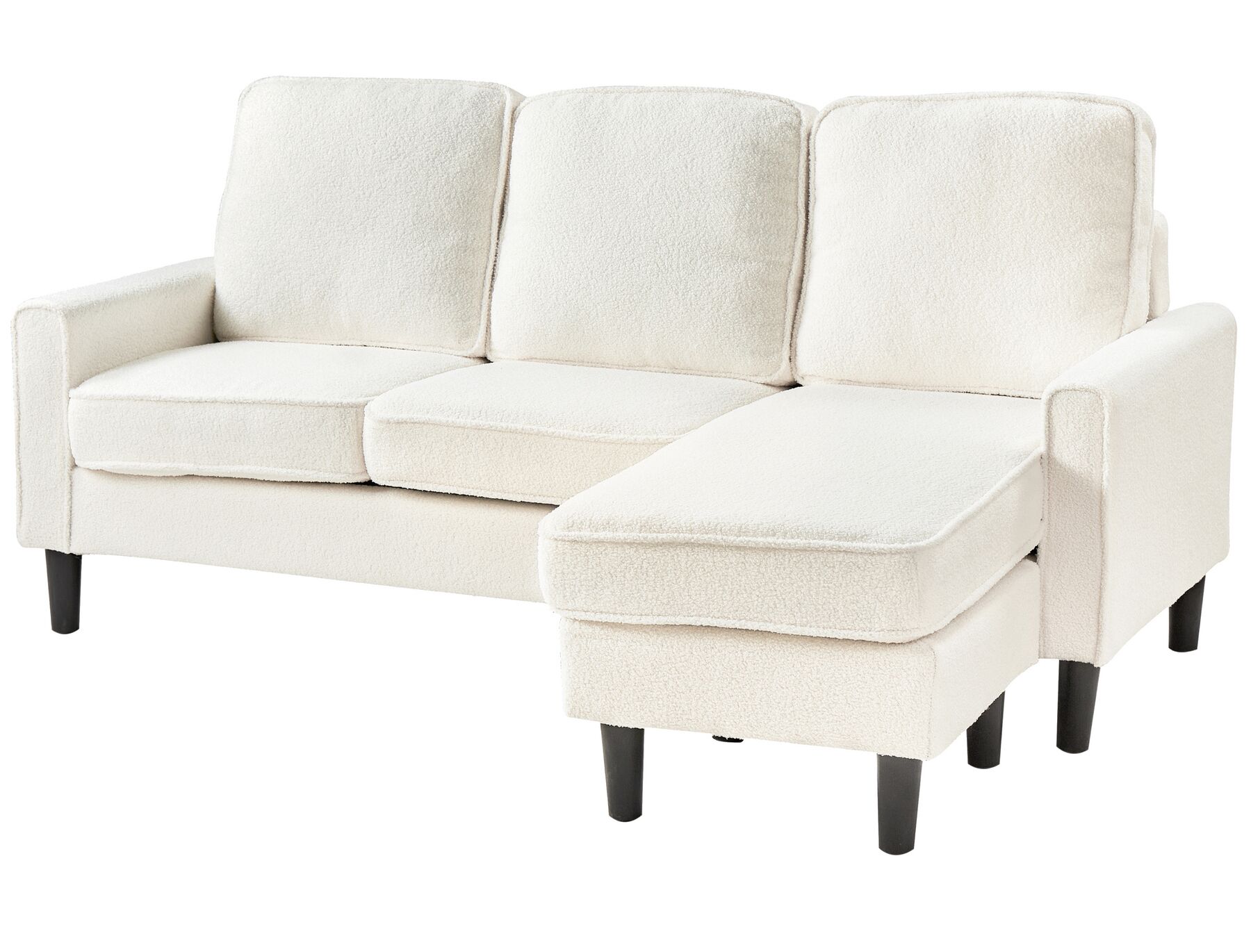 3 Seater Sofa with Ottoman Boucle White AVESTA