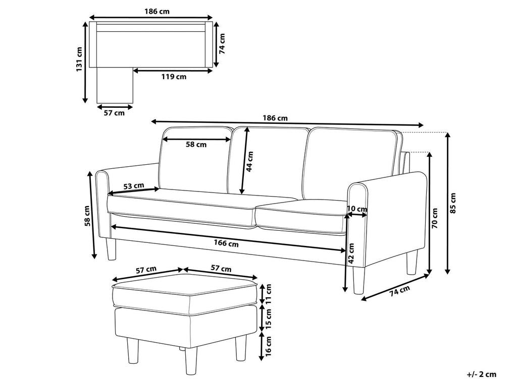 3 Seater Sofa with Ottoman Boucle White AVESTA