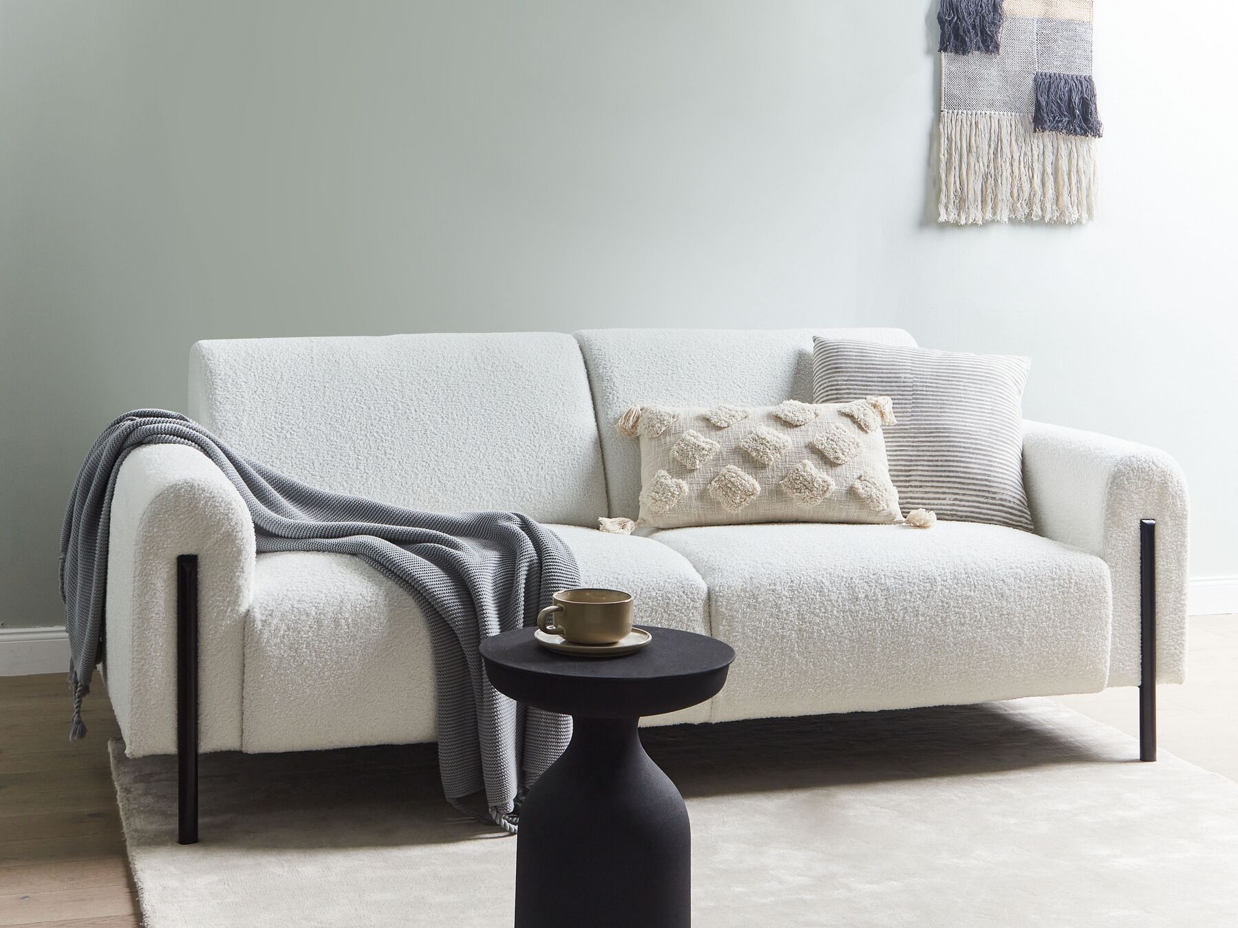 3 Seater Boucle Sofa White ASKIM