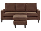 3 Seater Fabric Sofa with Ottoman Brown AVESTA