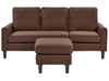 3 Seater Fabric Sofa with Ottoman Brown