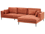 Corner Sofa FLAM Velvet Orange 3 Seater Left Hand