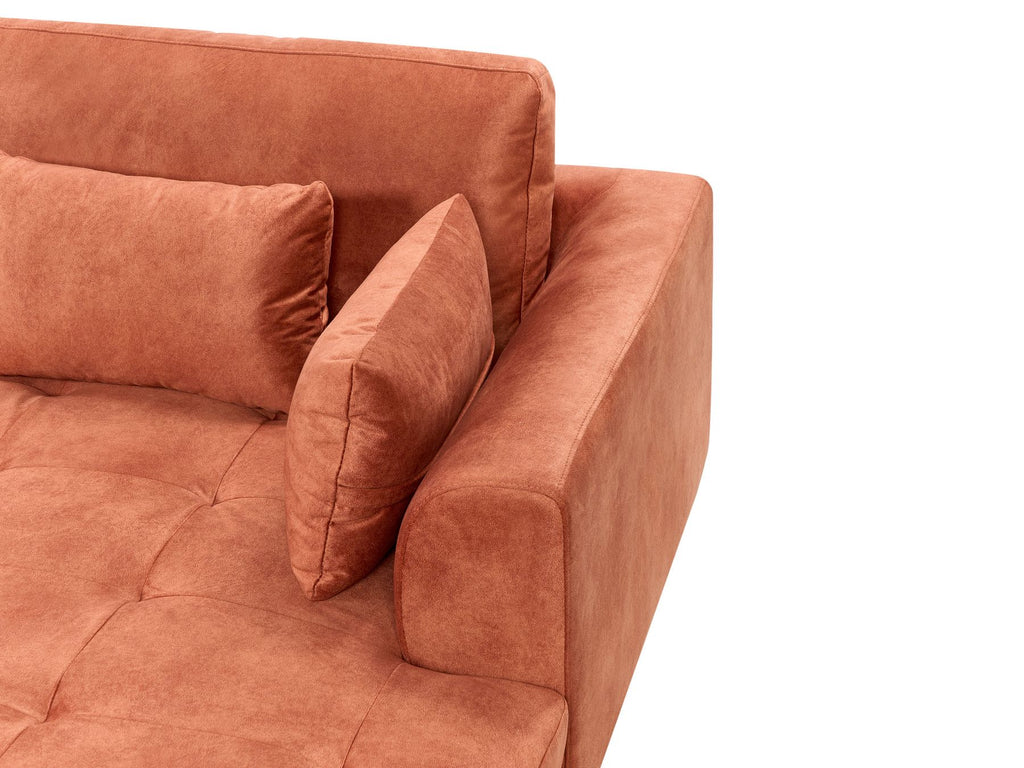 Corner Sofa FLAM Velvet Orange 3 Seater Left Hand