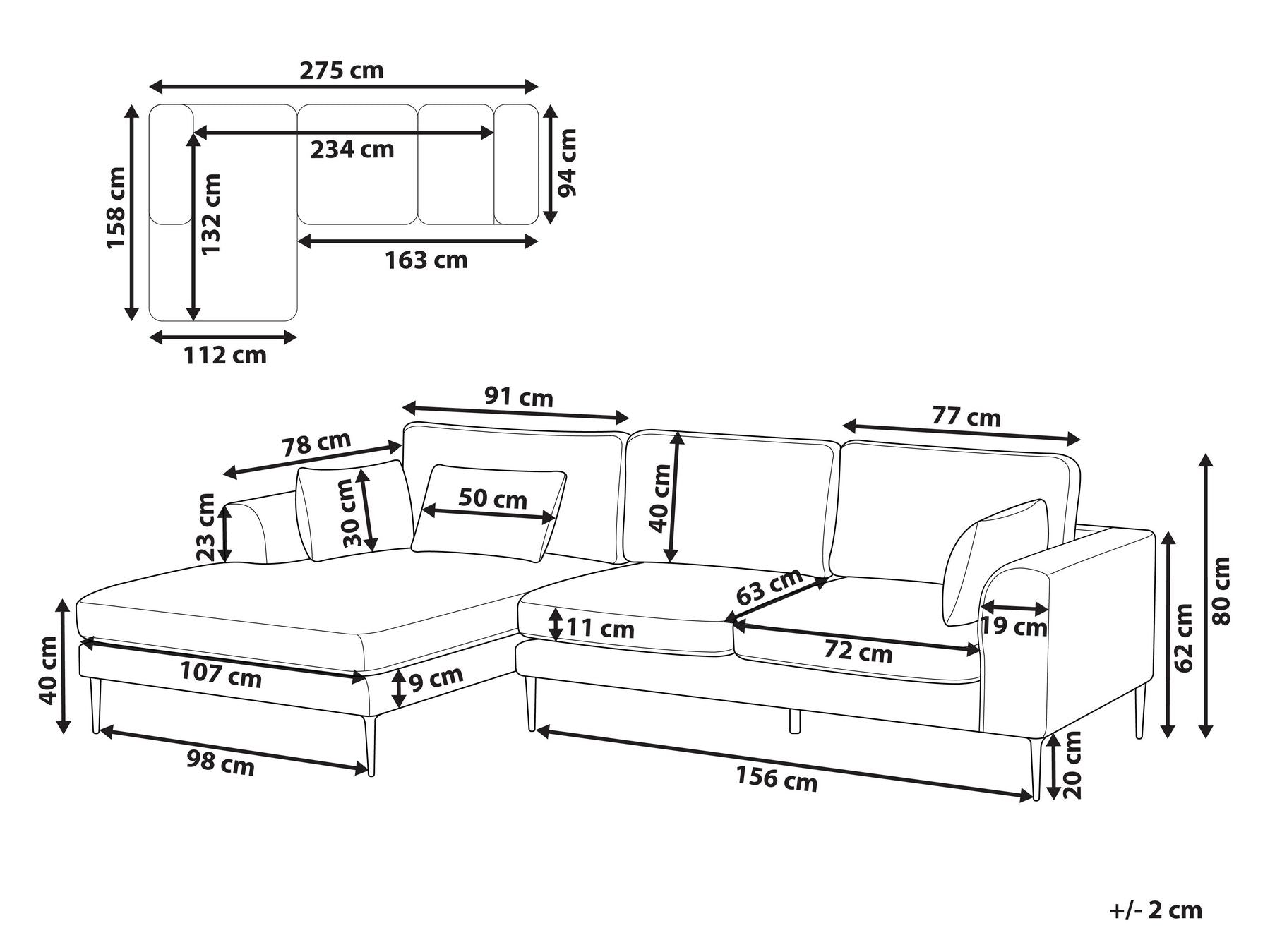 Corner Sofa FLAM Velvet Orange 3 Seater Right Hand