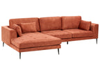 Corner Sofa FLAM Velvet Orange 3 Seater Right Hand