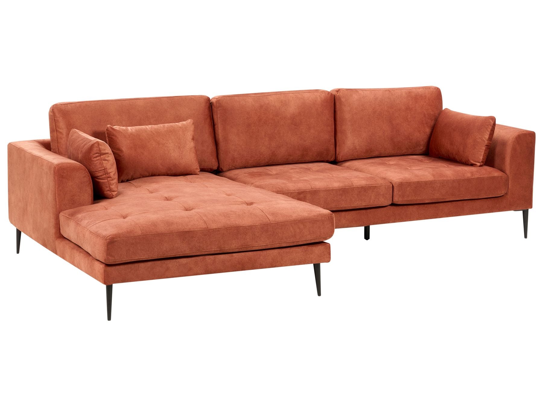 Corner Sofa FLAM Velvet Orange 3 Seater Right Hand