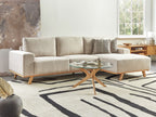 Corner Sofa NORA Fabric Beige 3 Seater Left Hand