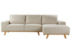 Corner Sofa NORA Fabric Beige 3 Seater Left Hand