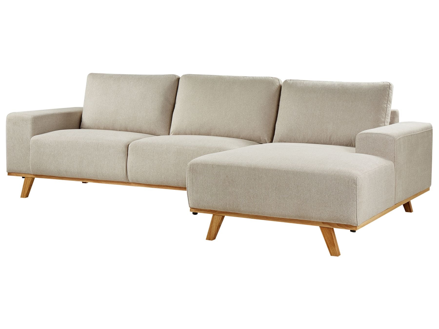 Corner Sofa NORA Fabric Beige 3 Seater Left Hand