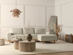 Corner Sofa NORA Fabric Beige 3 Seater Left Hand