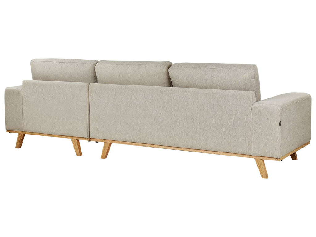 Corner Sofa NORA Fabric Beige 3 Seater Left Hand