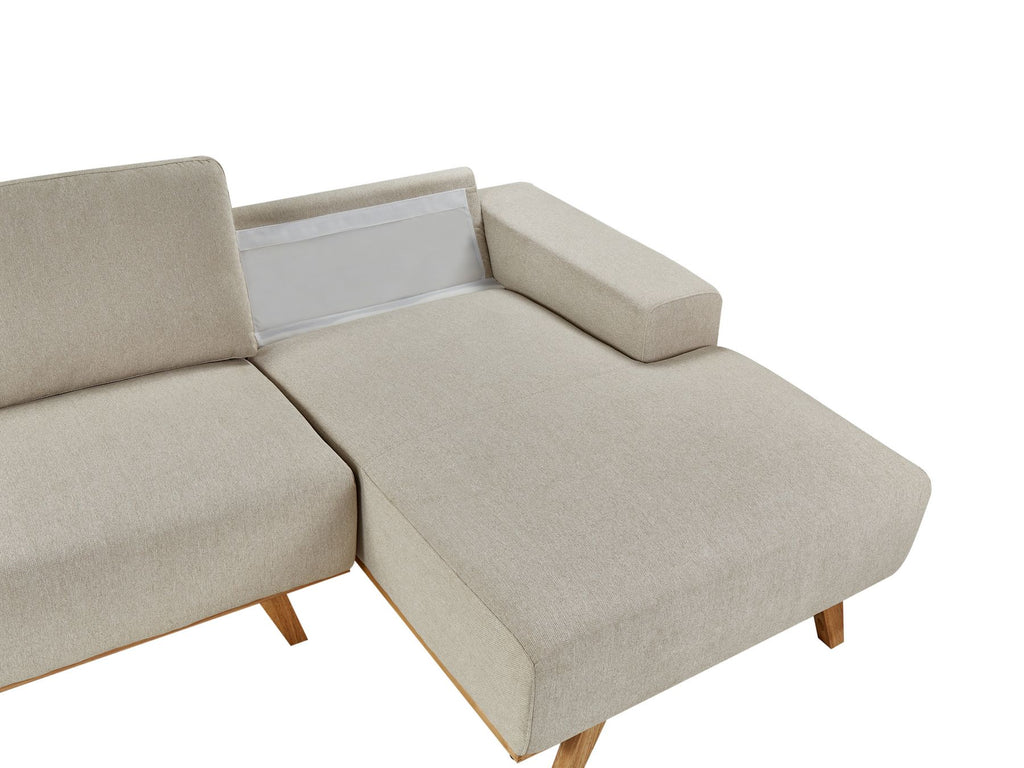Corner Sofa NORA Fabric Beige 3 Seater Left Hand