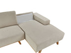 Corner Sofa NORA Fabric Beige 3 Seater Left Hand