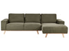 Corner Sofa Fabric Green 3 Seater Left Hand