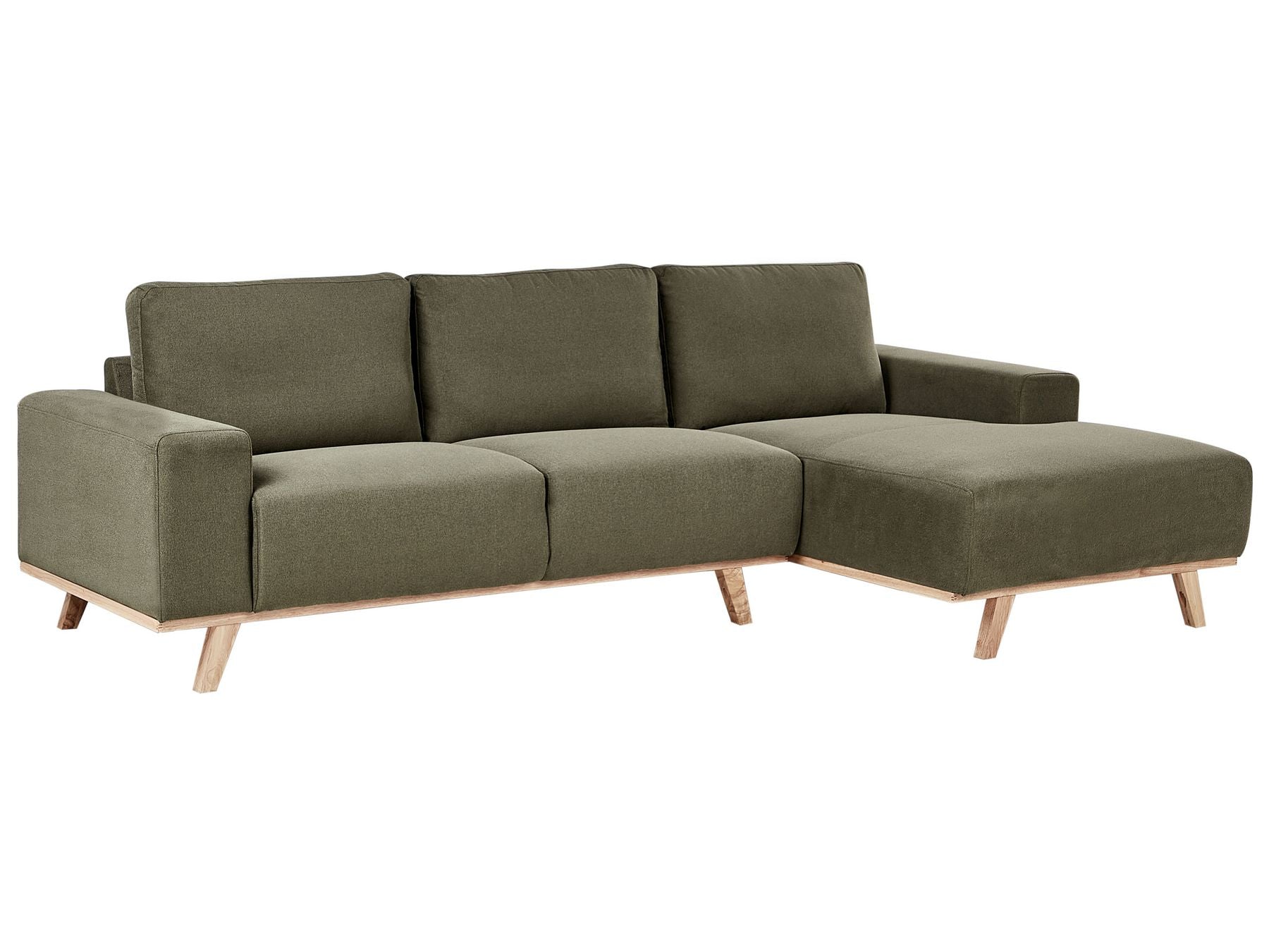 Corner Sofa NORA Fabric Green 3 Seater Left Hand
