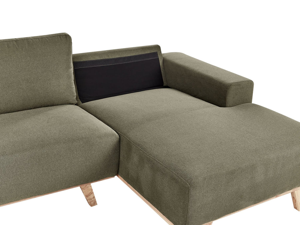 Corner Sofa NORA Fabric Green 3 Seater Left Hand