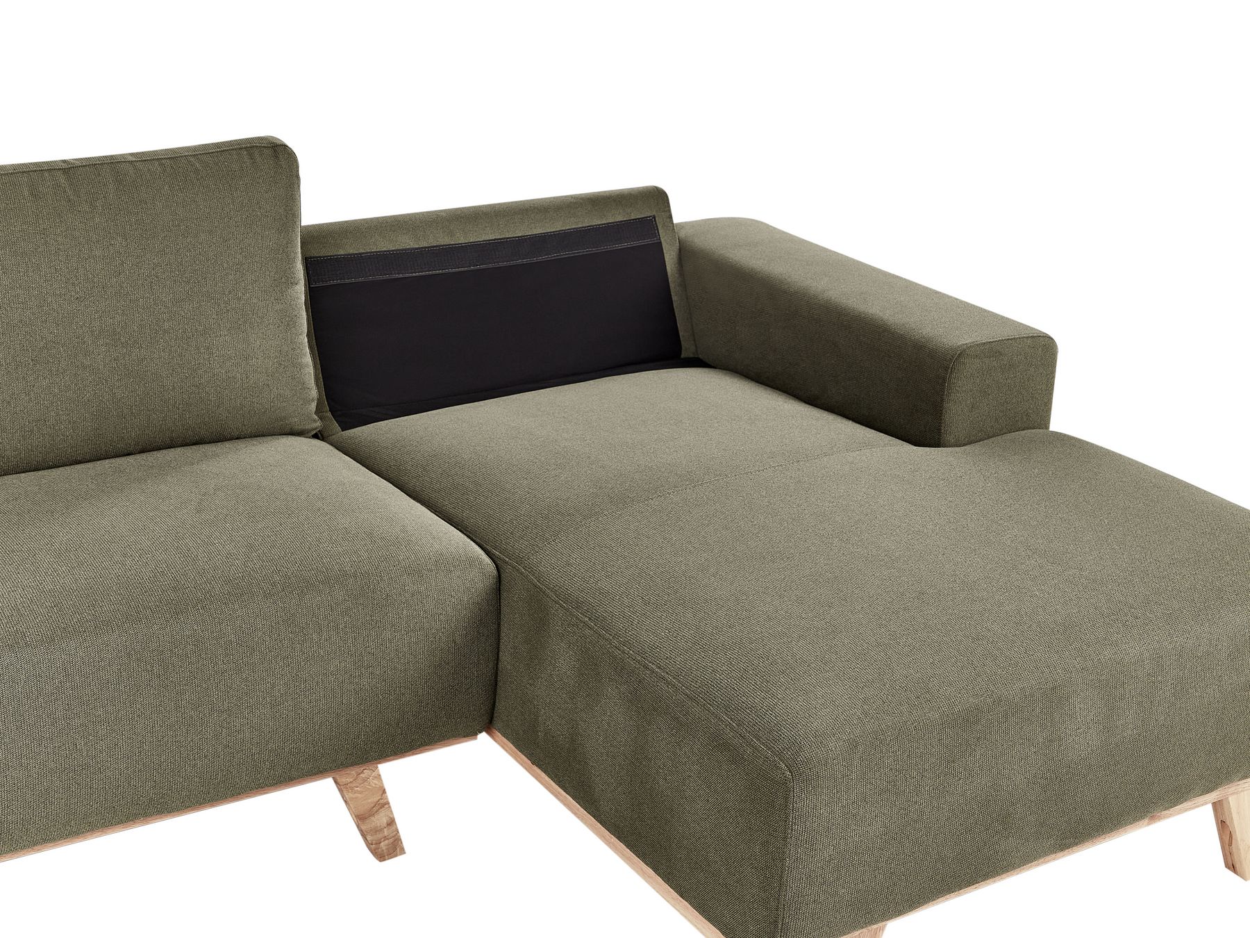 Corner Sofa NORA Fabric Green 3 Seater Left Hand