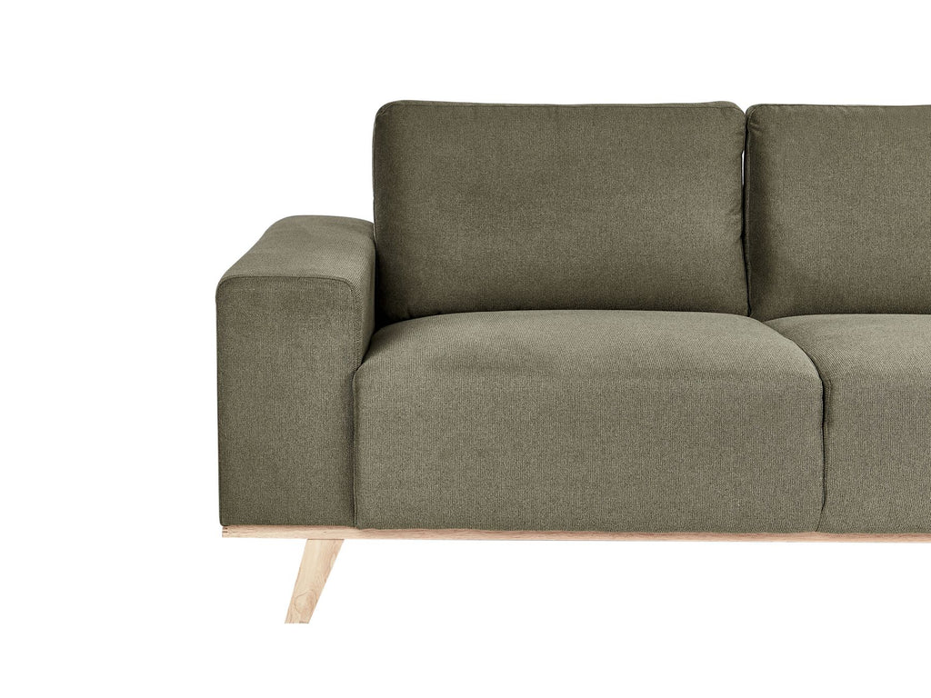 Corner Sofa NORA Fabric Green 3 Seater Left Hand