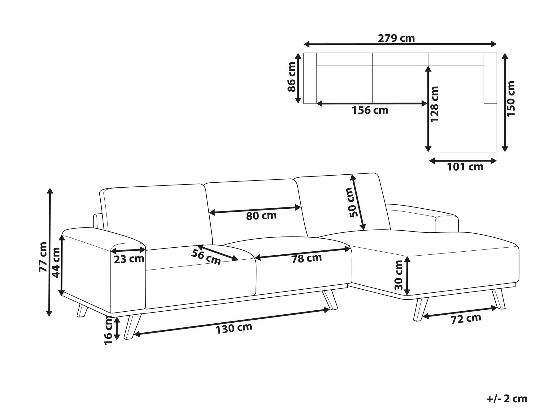 Corner Sofa NORA Fabric Green 3 Seater Left Hand
