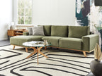 Corner Sofa NORA Fabric Green 3 Seater Right Hand