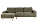 Corner Sofa NORA Fabric Green 3 Seater Right Hand