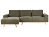 Corner Sofa Fabric Green 3 Seater Right Hand