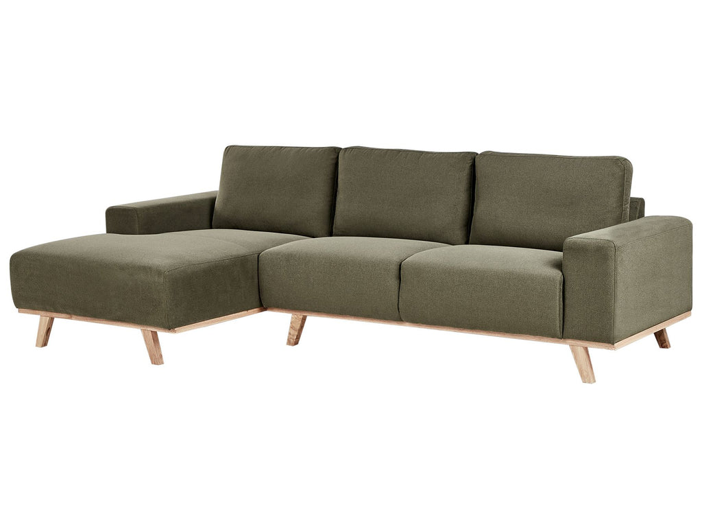 Corner Sofa NORA Fabric Green 3 Seater Right Hand