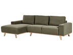 Corner Sofa NORA Fabric Green 3 Seater Right Hand