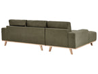 Corner Sofa NORA Fabric Green 3 Seater Right Hand