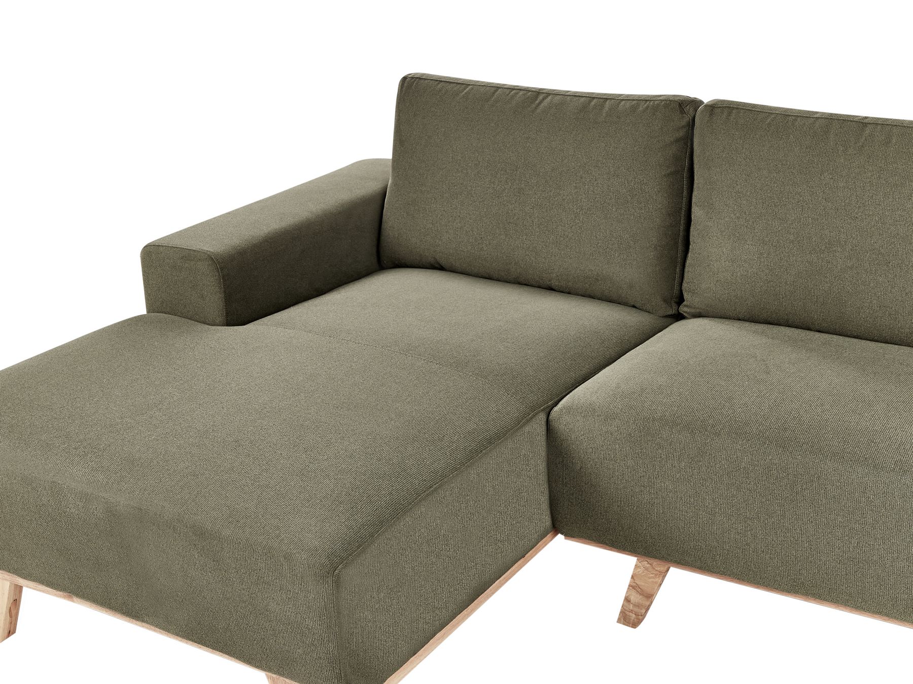 Corner Sofa NORA Fabric Green 3 Seater Right Hand