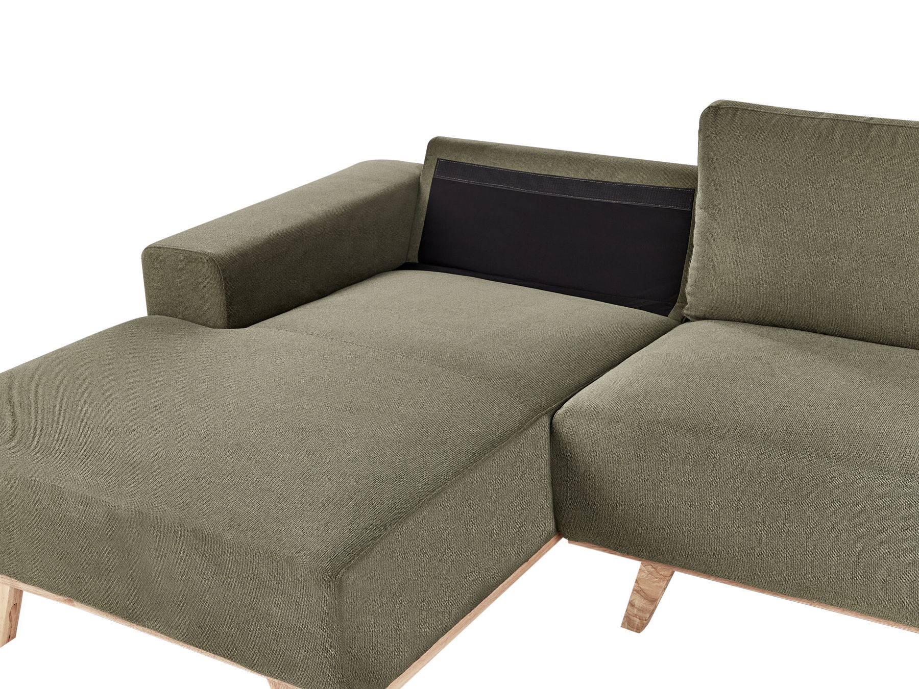 Corner Sofa NORA Fabric Green 3 Seater Right Hand