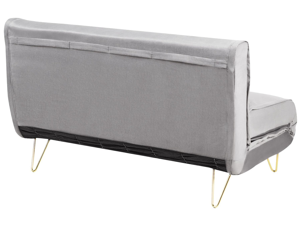2 Seater Velvet Sofa Bed Grey VESTFOLD