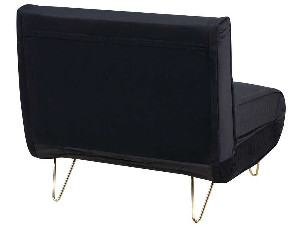 Single Sofa Bed VESTFOLD Velvet Black