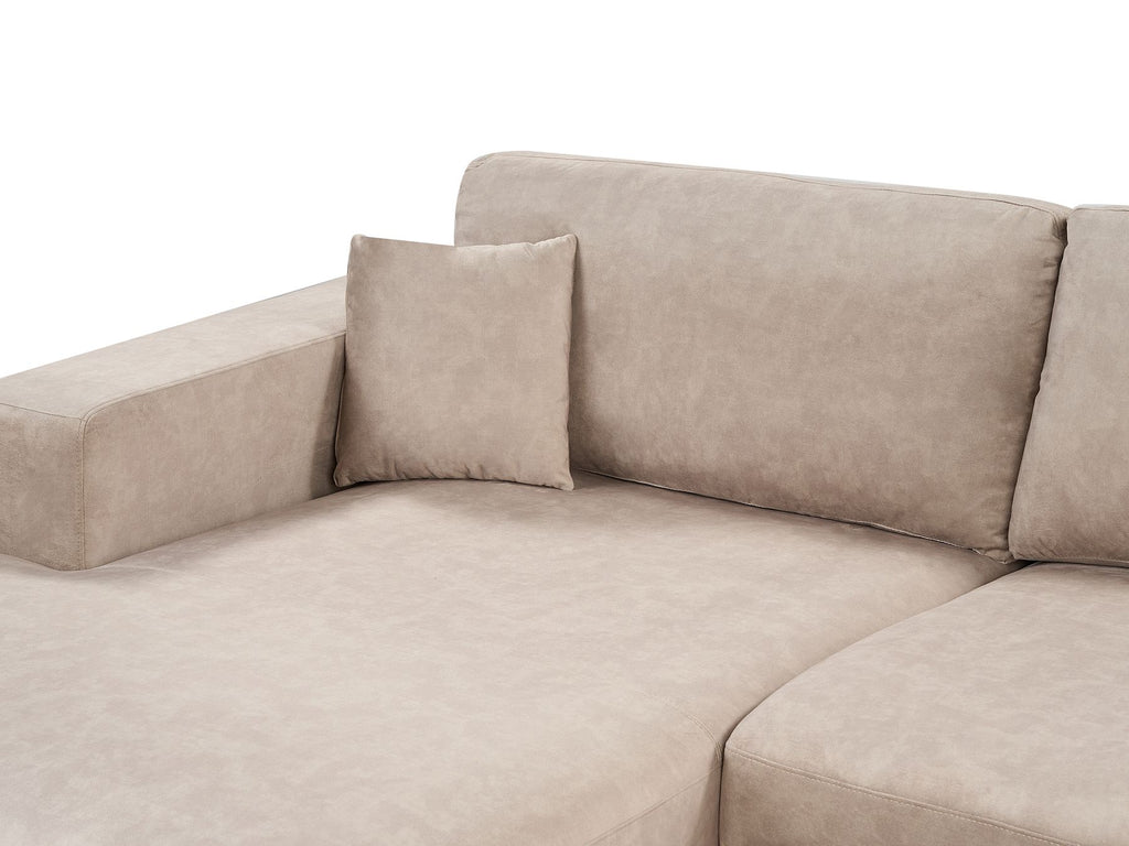 Right Hand 3 Seater Velvet Corner Sofa Beige LOFOTEN