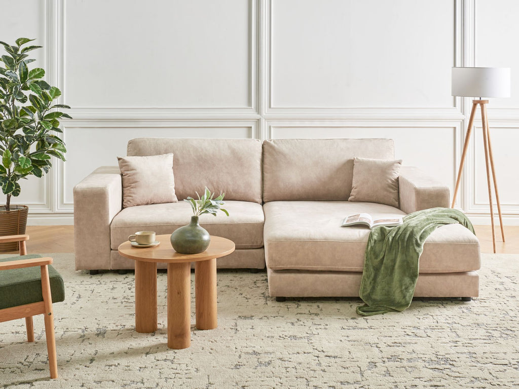 Corner Sofa LOFOTEN Velvet Beige 3 Seater Left Hand