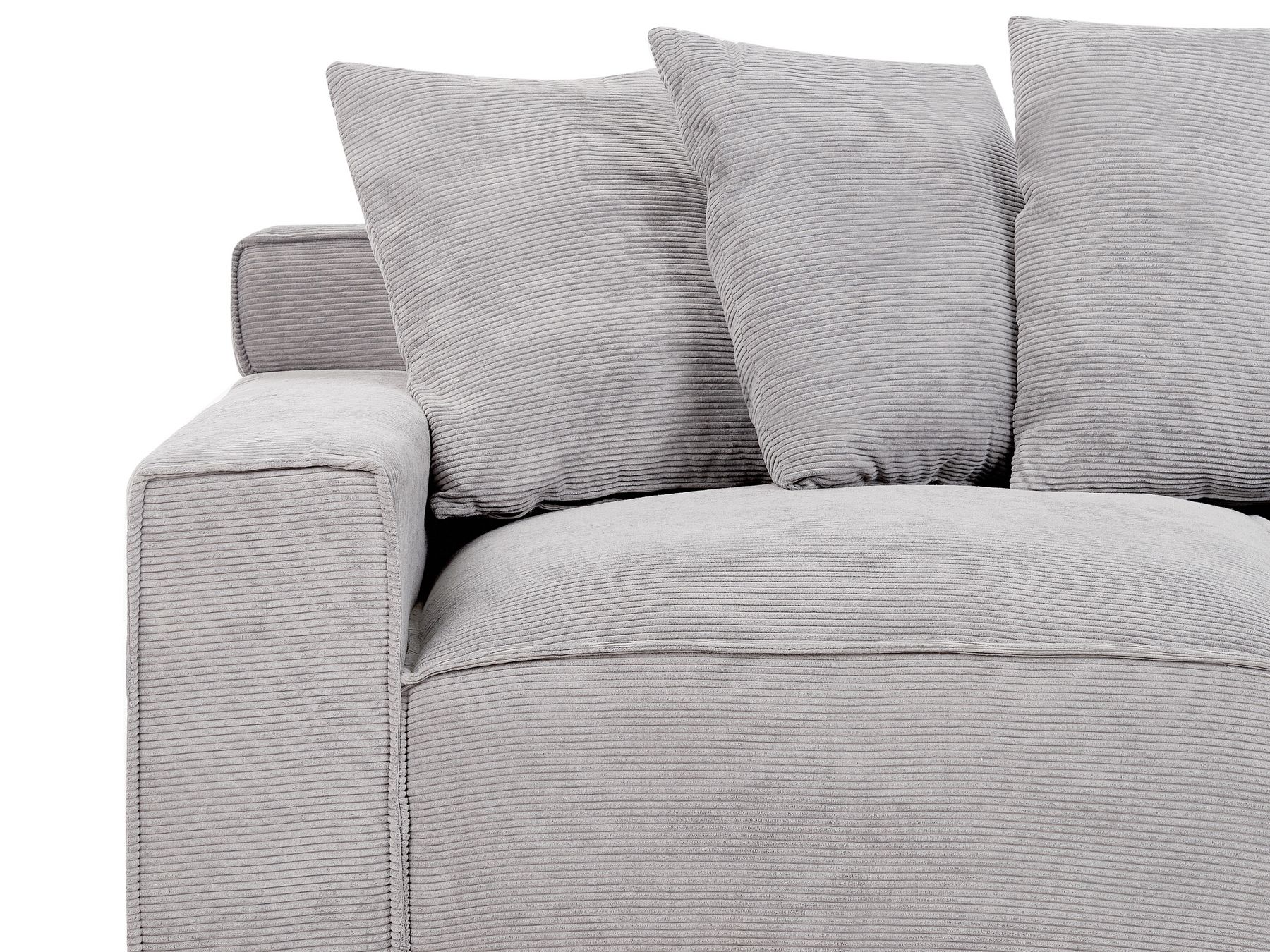 3 Seater Jumbo Cord Sofa Light Grey VISKAN